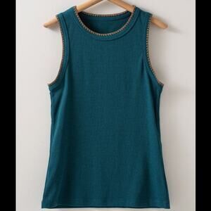NWOT Dark Teal Stiched Tank Top, Womens Size Medium